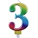 Candele per Torta di Compleanno Numero 3, Colori dell'arcobaleno, Candela di Compleanno Cake Topper, 9cm…