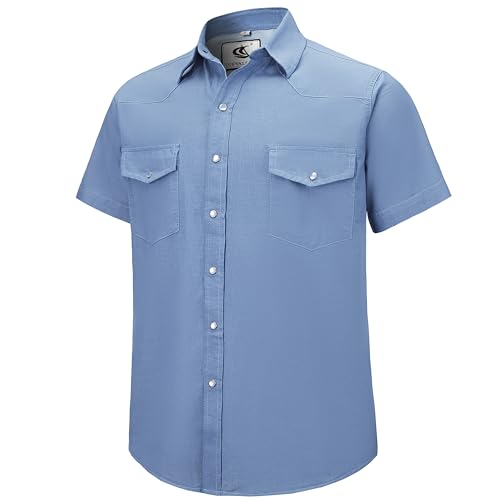 Chemise western à manches courtes COEVALS CLUB coupe droite en denim pour homme