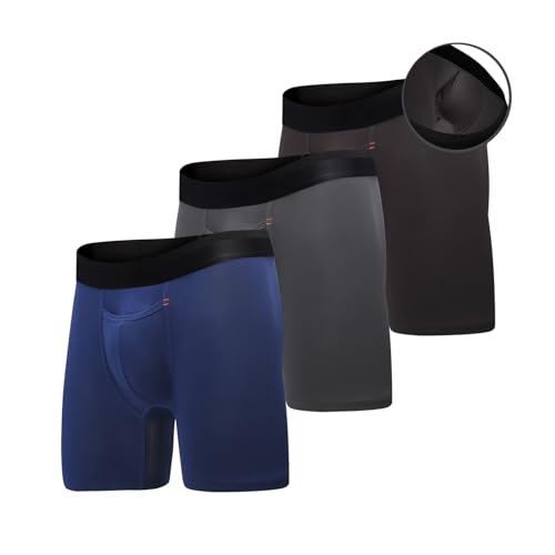Re:Luxe Paradise Pocket Ball Pouch Underwear for Men, Boxer Briefs w/fly, Anti-Chafing, No Ride Up Legs