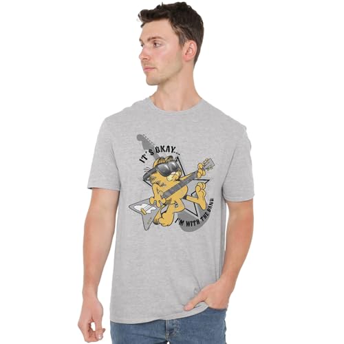 T-shirt Garfield vintage gris de coupe mixte style musique rock band