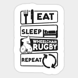 Stickers Vinyl Wheelchair Rugby Shirt | Eat Sleep Repeat- Vinyl Stickers Laptop Decal Water Bottle Sticker Funny Sticker â€¦473