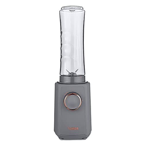 Tower T12060RGG Cavaletto Personal Blender with Tritan Smoothie Bottle, 2 Speeds, 500ml, 300W, Grey and Rose Gold