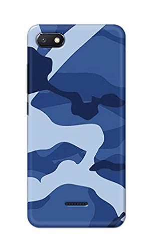 Image of Printed Hard Back Cover Case for Mi Redmi 6A Back Cover (Army Blue Pattern) -1302