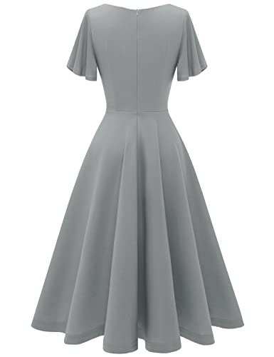 Image of HomRain Wedding Guest Dresses for Women Vintage Short Sleeves Casual Fit and Flare Cocktail Formal Dress for Tea Party