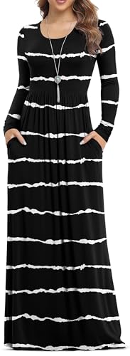 Image of VIISHOW Women's Long Sleeve Loose Plain Maxi Dresses Casual Long Dresses with Pockets