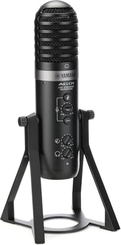 Image of Yamaha AG01 Black USB microphone with integrated high-performance mixer and Steinberg Software Suite