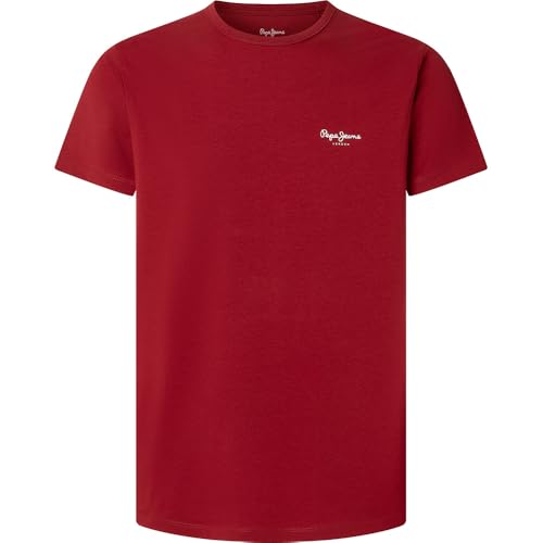Con logo stampato sul davanti Pepe Jeans Original Basic 3n T-Shirt, Rosso (Rosso Ribes), S Uomo