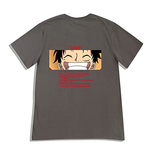 Camiseta De Verano De Una Pieza para Hombre, Camiseta De Manga Corta con Estampado De Luffy De Anime para Adolescentes, Camiseta Holgada De Media Manga Cover