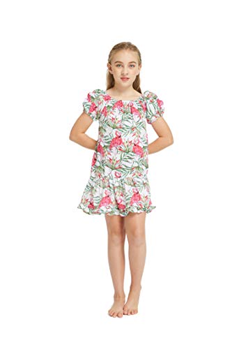 Matching Siblings Hawaiian Luau Girl Simple Muumuu Dress Boy Shirt Flamingo in Love3