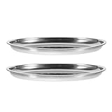 GLEAVI 2個ステンレススチール製楕フードプレート サービングトレイ デザート スナック 果物 魚料理用 洗練されたディナー皿 家用 レストラン カフェ