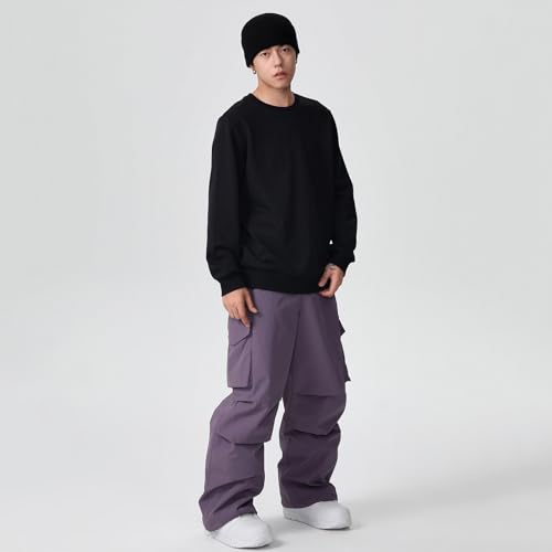 SnowElve Mens Ski Pants Waterproof Insulated Winter Snow Baggy Snowboard Pants Splice Patches Outdoor Sports(LW-K015,PP,L)