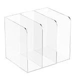 Acrylic Magazine Holder, 3 Compartment Vertical Desktop File Organizer for Documents, Clear Desk Organizer for Home Office School, A4 Document Display Stand Books, Mail, Brochures, and Newspapers