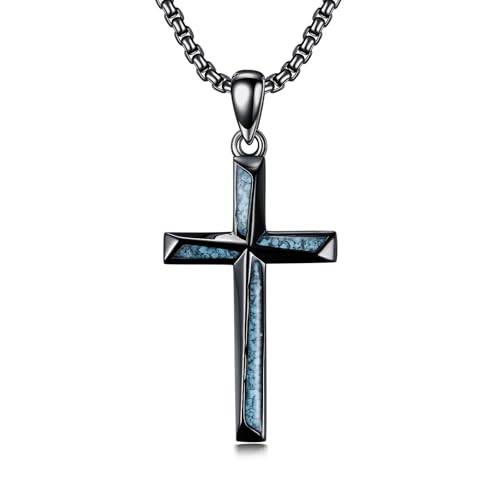 Collier argent 925 homme pendentif crucifix turquoise noir pour un style urbain quotidien