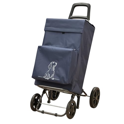 Carro de la Compras con 4 Ruedas, Carro Compra Idealpara Supermercado para Supermercado (Perro, 4 Ruedas con Bolsa sin Termo)