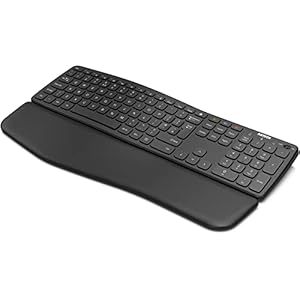 Arteck Universal Wave Ergonomic Keyboard with Palm Rest Multi-Device Full Size Wireless Bluetooth Keyboard for Windows, iOS, iPad OS, Android, Computer Desktop Laptop Surface Tablet Smartphone