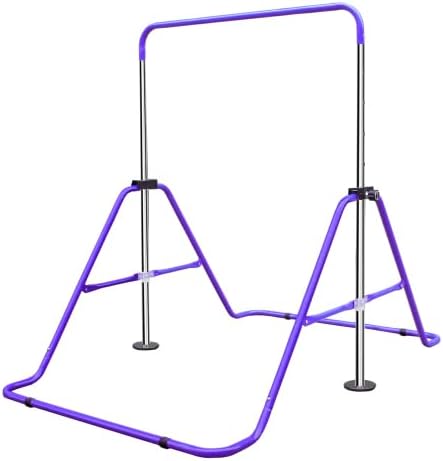 Pink Gymnastics Bar for Kids Ages 3-8,Foldable Gymnastic Equipment for Home,140lbs Capacity, 5 Adjustable Heights (35"-51"),Sturdy Expandable Horizontal Training Bar for Indoor/Outdoor