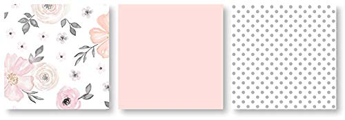 Sweet Jojo Designs 4 pc. Blush Pink, Grey and White Watercolor Floral Baby Girl Crib Bedding Set Rose Flower Polka Dot