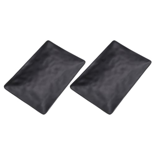 2 piezas platos sushi melamina negros rectangulares miniatura 1