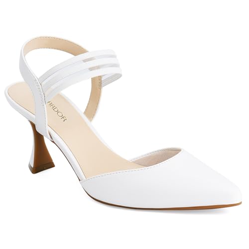 JENN ARDOR Women's Slingback Kitten Heels Pointed Closed Toe Low Stiletto Heels Dress Pumps Shoes for Women Comfortable Low Heeled Sandals Wedding Party Pumps