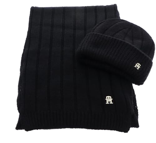 Tommy Hilfiger Gp Th Timeless Beanie Scarf, Mujer, Negro, Talla Única