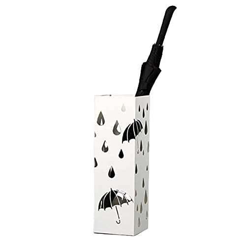 Sywlwxkq Umbrella Stand Rack,Umbrella Stand Wrought Iron at The Entrance Corner of Home Hotel,Long and Short Umbrella Drain Stand,White