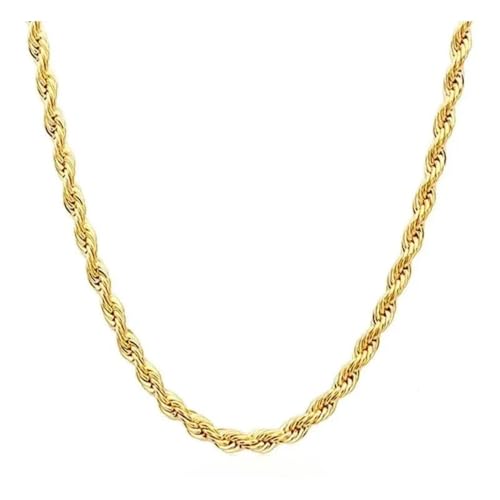 14K Real Yellow Gold 1.5mm,2.0mm,3.2mm,4.2mm Rope Chain Necklace with Diamond Cut Detailing,Gift for Men & Women (Lengths: 16-36 Inches)