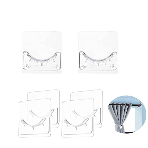 Adhesive Shower Curtain Rod Holder 6PCS Drill-Free Wall Mounted Shower Rods Retainer for Bathroom, Living Room, Not Include Shower Curtain Rod