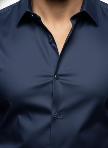 Image of Men's Solid Satin Full Sleeve Soft Finish Regular Fit Shirt for Casual Wear