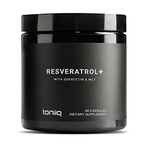 Toniiq 500mg Resveratrol Blend - Ultra High Purity and 3rd Party Tested - with MCT Oil for Added Bioavailability - Optimal NAD Supplement