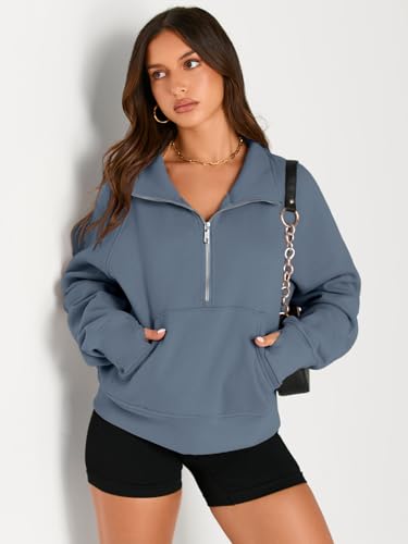 Image of AUTOMET Womens Sweatshirts Half Zip Cropped Pullover Fleece Quarter Zipper Hoodies 2026 Fall Fashion Outfits Clothes