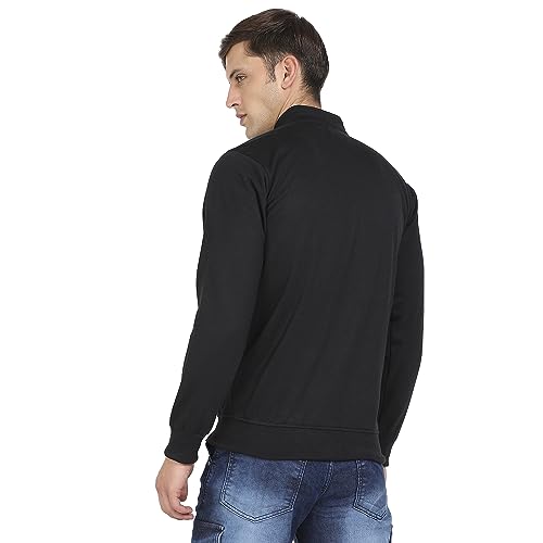 Image of Campus Sutra Men's Black Zip-Front Jacket With Quilted Detail For Casual Wear | High Neck | Long Sleeve | Zipper Closure | Cotton Jacket Crafted With Comfort Fit For Regular Wear