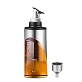 KONEE Botellas de Aceite, Dispensador de Aceite de Oliva y Vinagre, Aceite de Cocina con Embudo, Botella de Aceite Para Cocinar/Ensalada/Tostadas / Grill (380ml) Plata
