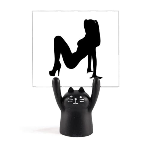 Porte-photo chat noir art déco et figurine de mode pour bureau tendance
