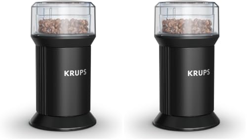 Image of KRUPS Electric Blade Coffee Grinder 1.6 Oz, Adjustable Coarse to Fine for the Perfect Espresso, Grind Coffee Beans, Spices & Herbs, Removable Dishwasher Safe Bowl, Black, 4.06x4.06x7.4 (Pack of 2)