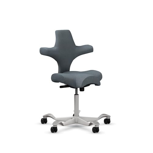 Image of HAG Capisco Sit to Stand Chair-Silver Frame-Upholstered Dark Gray
