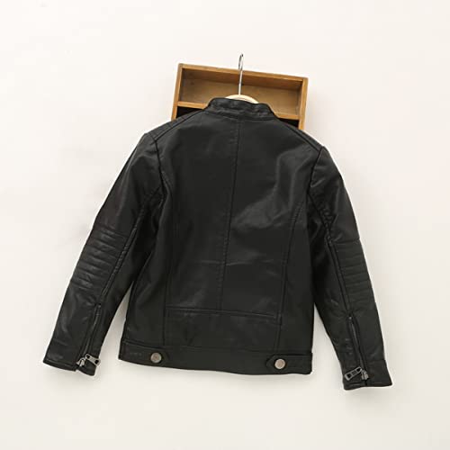 Boys Stand Collar Leather Jackets Kids Spring Fall Faux Leather Motorcycle Coats for 3-12Years4