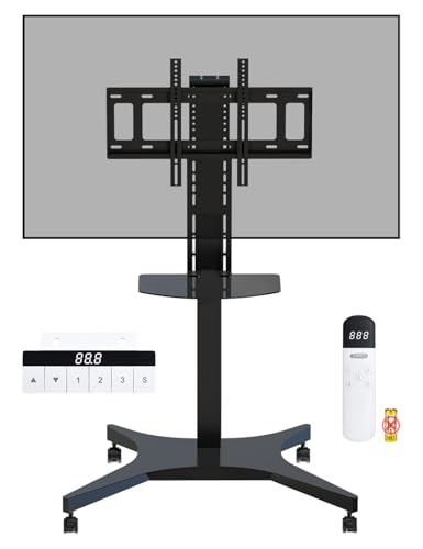 DIHOOL Mobiler TV Lift Elektrisch Rollbarer Fernbedienung für Max 65 Zoll TV Bodenständer Höhenverstellbar