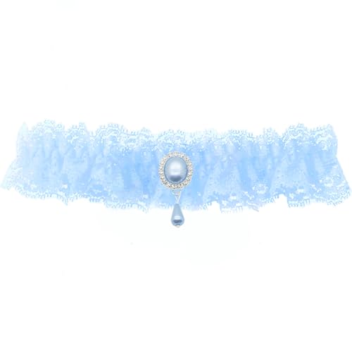 Image of Blue Garters for Bride Wedding Garter Set for Bride Bridal Garter Leg Thigh Blue