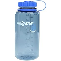 Nalgene Sustain Tritan - Botella de agua sin BPA hecha con material derivado del 50% de residuos de plástico, 32 onzas, boca ancha, gris humo