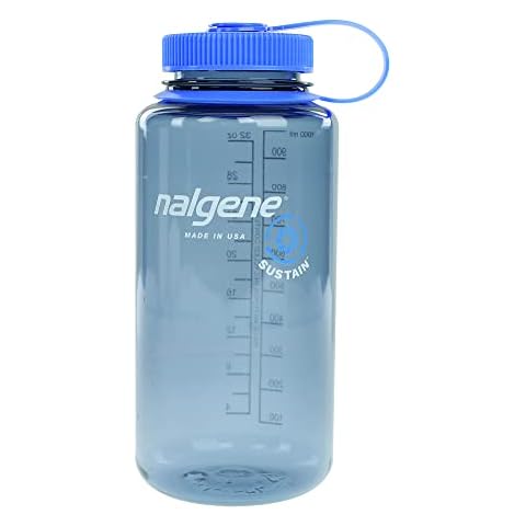 Nalgene Sustain Tritan BPA-Free Water Bottle Made with Material Derived from 50% Plastic Waste, 32 OZ, Wide Mouth, Smoke Grey Cover