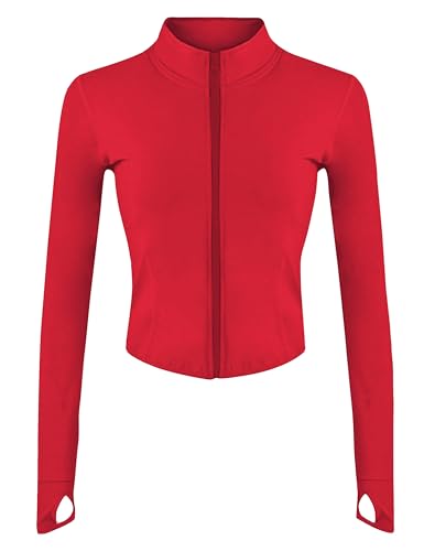 Image of Lviefent Womens Lightweight Full Zip Running Track Jacket Workout Slim Fit Yoga Sportwear with Thumb Holes