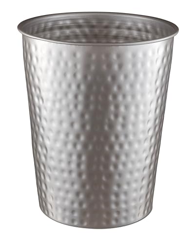 Monarch Abode Pewter Hand Hammered Metal Wastebasket for Home Office Bedroom, Decorative Waste...