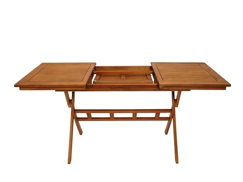 DEGAMO Ausziehtisch Klapptisch LAGO 110/160x75cm, klappbar und ausziehbar, Eukalyptus Holz geölt, Outdoor