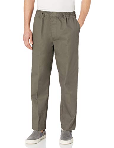 Benefit Wear Mens Adaptive Full Elastic Waist Twill Pants with Hook-and-Loop Waistband & Fly