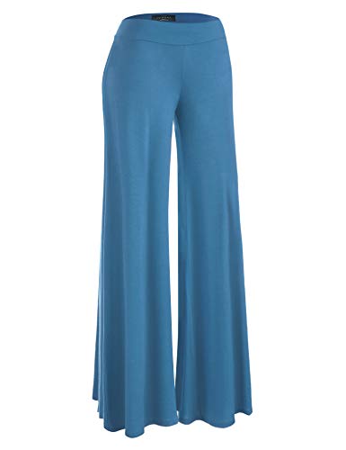 Made By Johnny Women's Solid Casual Comfy Stretchy Wide Leg Palazzo Lounge Pants2