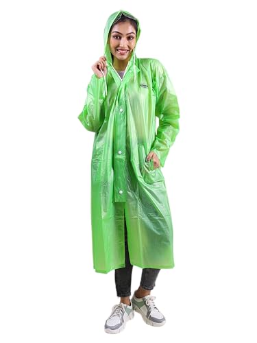 Image of Rupa Rainsuit Women Waterproof PVC Raincoat with Hood & Carry Bag | Lightweight Rainwear for Women with Front Zip | Solid Color | Standard Length | Pack of 1