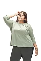 Spirit Animal Plus Size L - 5XL Green Back Tee for Women | Scoop Neck | V-Back Cutout | 3/4 Sleeves | High-Low Hem | Lightweight & Breathable Fabric | Relaxed Fit | Top Hits Below Waist |