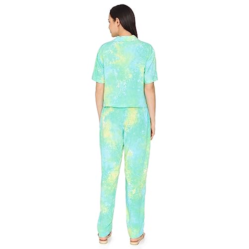 Image of Zivame Basics Knit Cotton Pyjama Set for Women - Medieval Blue