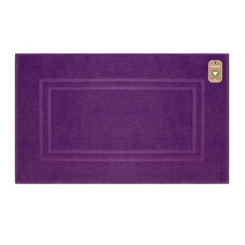 Lavea® 1 Tapis de Bain 50x80 cm – Antidérapant et Lavable en Coton Biologique 100% – Absorbant et Résistant – Idéal pour Salle de Bain et Douche – Violet
