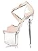 JEEINI, Sandali Laccati con Righe Incrociate, Scarpe da Pole Dance, Colore Beige, Ecopelle, Tacco a Spillo, Scarpe da Pole Dance Sexy da Donna, Piattaforma Trasparente, 9273